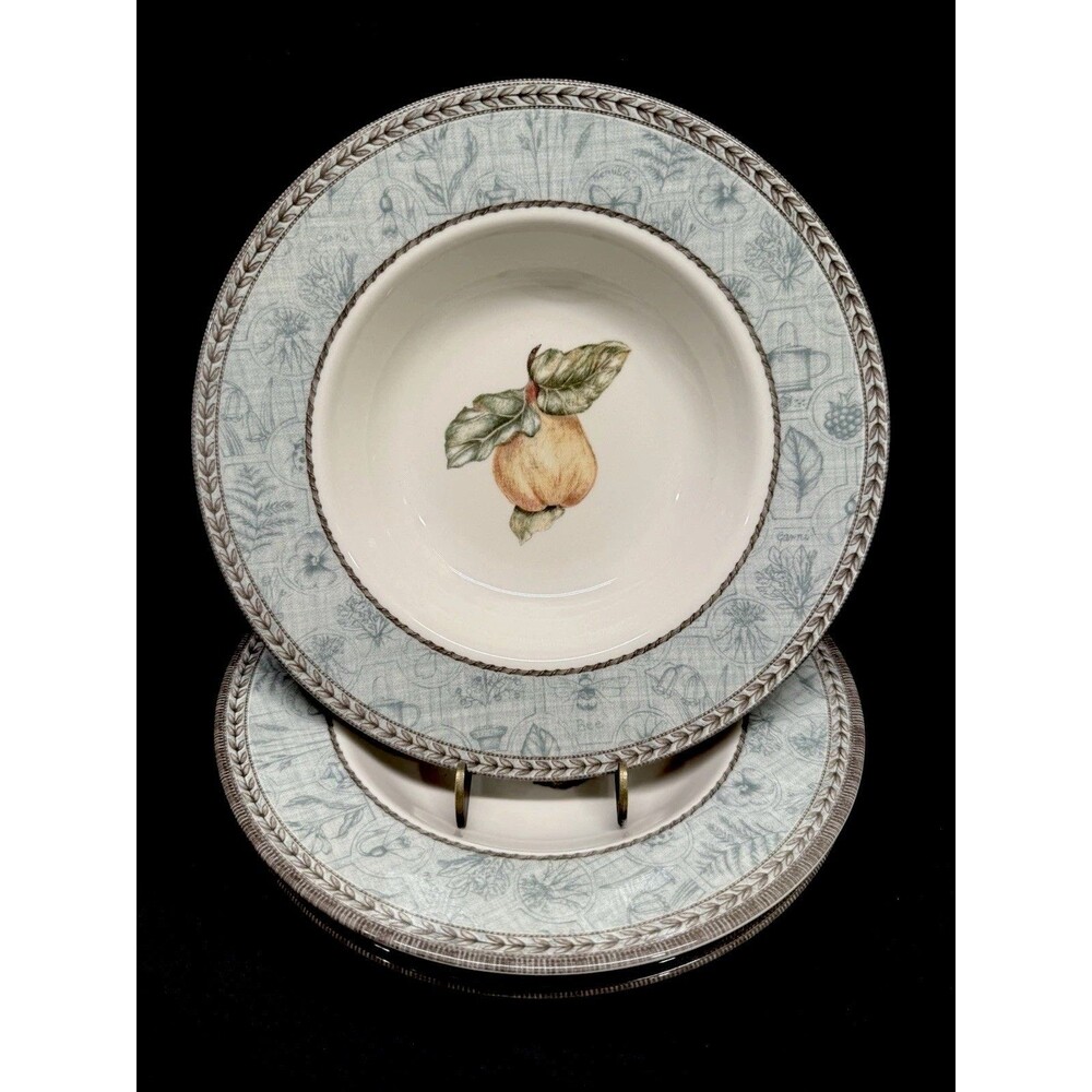 Set of 4 Johnson brothers manorwood Large Rim Soup Bowl 9” pears leaf border
